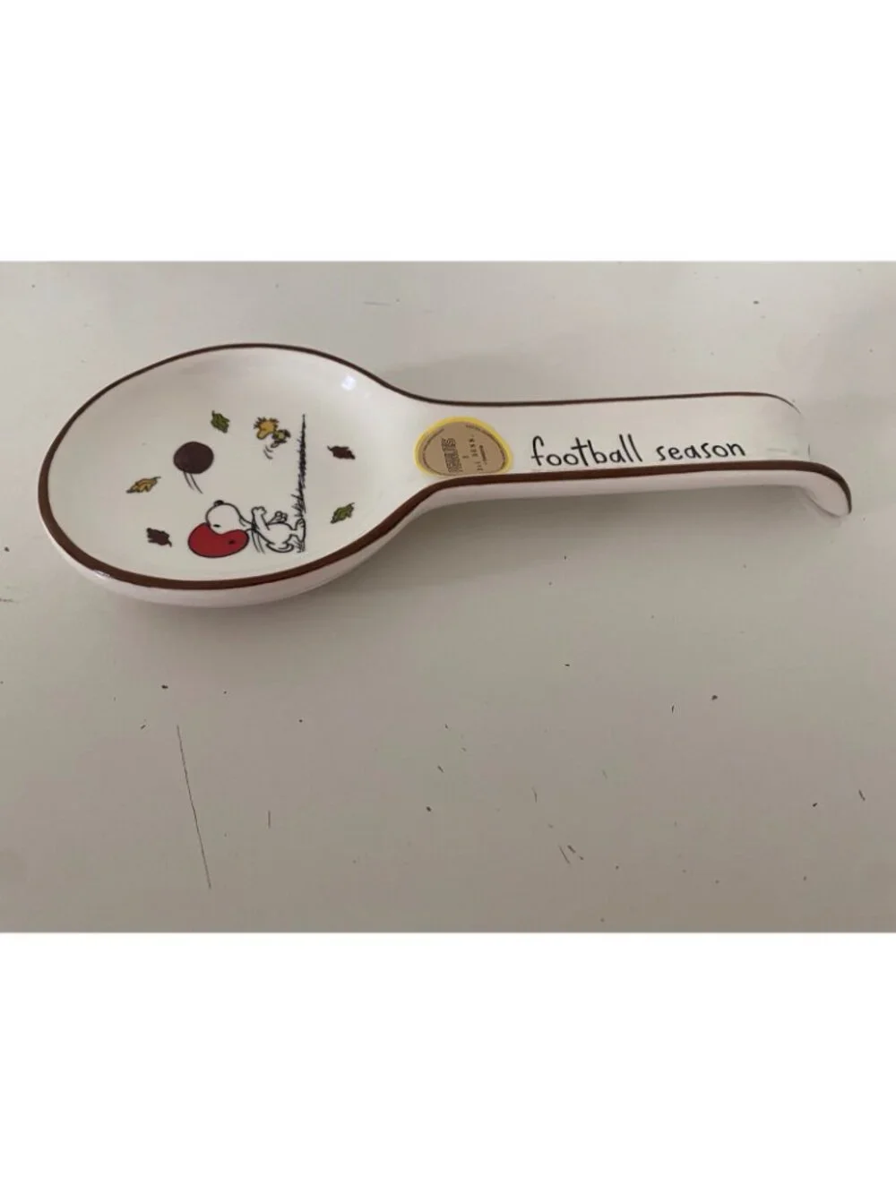 Rae Dunn X Peanuts Snoopy Woodstock Football Season Ceramic Spoon Rest Fall NEW